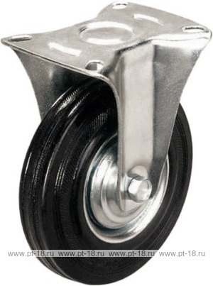 Неповоротное стальное колесо с черной резиной FC 75